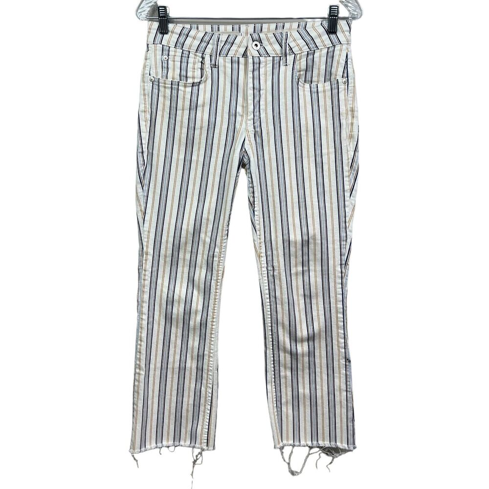 Pilcro And The Letterpress Womens Jeans High Rise Bootcut Striped Raw Hem Sz 28*